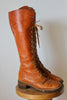 1970s Tall Knee High Lace_Up Campus Boots Leather Boots with Gum Soles 8.5