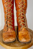 1970s Tall Knee High Lace_Up Campus Boots Leather Boots with Gum Soles 8.5