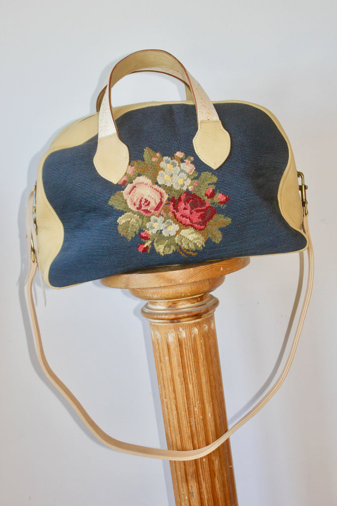 Honeywood Original "Gypsy Overnighter" Elk Hide NeedlePoint Carpet Bag