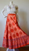 1970s Sun-kissed Orange Cotton Block Print Wrap skirt
