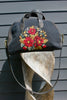 Honeywood Original Antique Poppy Needlepoint Overnighter Bag Elk Hide