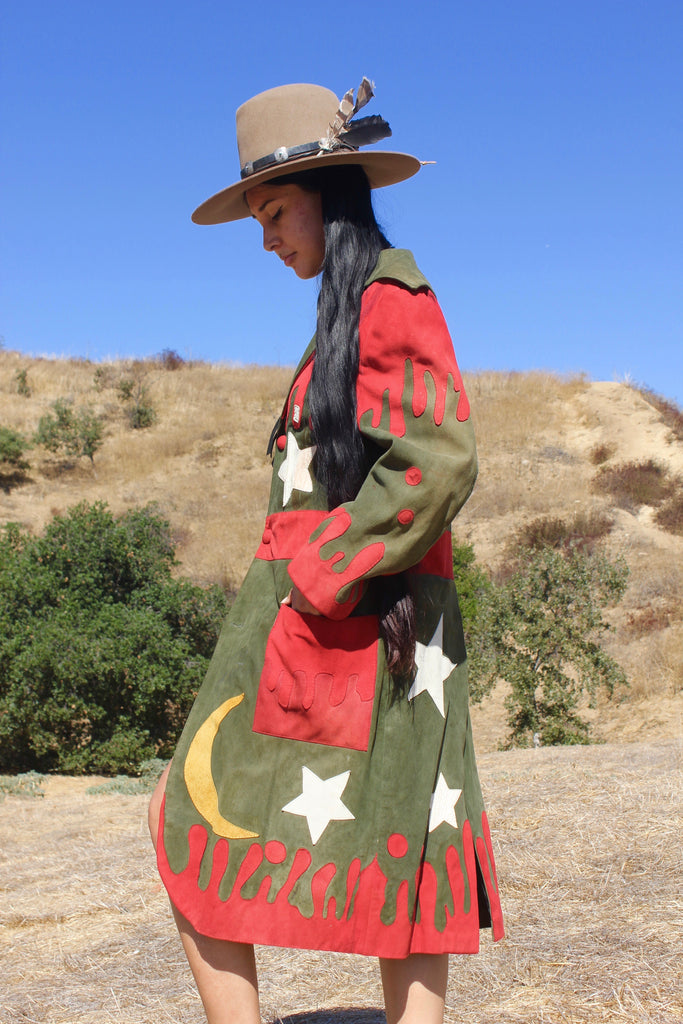 "Holy Roller/Cosmic Mountain" 1970s Artisan Handmade Suede Coat