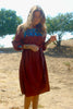 "Chocolate & Turquoise" Vintage Hand Embroidered Artisan Made Mexican Dress