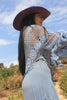 A Honeywood Exclusive Handmade Indigo Antique Crochet and Gauze XL Maxi Dress XL