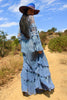 A Honeywood Exclusive Handmade Indigo Antique Crochet and Gauze Large Maxi Dress Large
