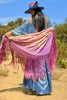 A Honeywood Exclusive Handmade Indigo Antique Crochet and Gauze Large Maxi Dress Large