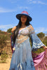 A Honeywood Exclusive Handmade Indigo Antique Crochet and Gauze Large Maxi Dress Large