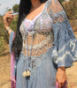 A Honeywood Exclusive Handmade Indigo Antique Crochet and Gauze Large Maxi Dress Large
