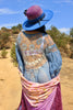 A Honeywood Exclusive Handmade Indigo Antique Crochet and Gauze Large Maxi Dress Large