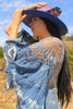 A Honeywood Exclusive Handmade Indigo Antique Crochet and Gauze Large Maxi Dress Large