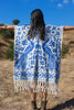 "Poncho Azul" Handmade Mexican Embroidered Poncho