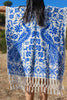 "Poncho Azul" Handmade Mexican Embroidered Poncho