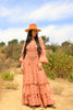 A Honeywood Exclusive Handmade Antique Crochet and Cotton Gauze Maxi Dress Desert Salmon Medium/Large