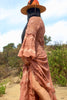 A Honeywood Exclusive Handmade Antique Crochet and Cotton Gauze Maxi Dress Desert Salmon Medium/Large