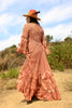 A Honeywood Exclusive Handmade Antique Crochet and Cotton Gauze Maxi Dress Desert Salmon Medium/Large