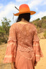 A Honeywood Exclusive Handmade Antique Crochet and Cotton Gauze Maxi Dress Desert Salmon Medium/Large