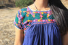 Vintage Royal Blue Hand Embroidered Oaxacan Dress