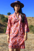 "Butterflies Are Free" 1970s Block Print Tunic Mini Dress
