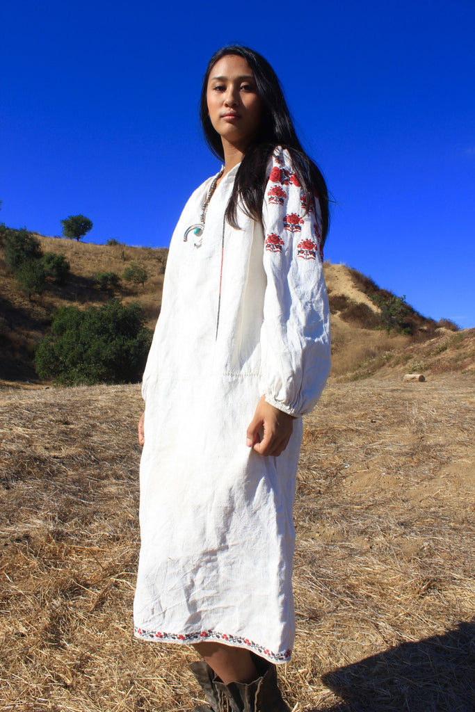 RESERVED "Homespun Folk" Antique Hand Embroidered Eastern European Folk Dress