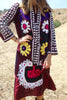 Vintage Silk Satin Uzbek Suzani Tunic Dress
