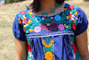 "Royal Blue" Vintage Hand Embroidered Mexican Dress
