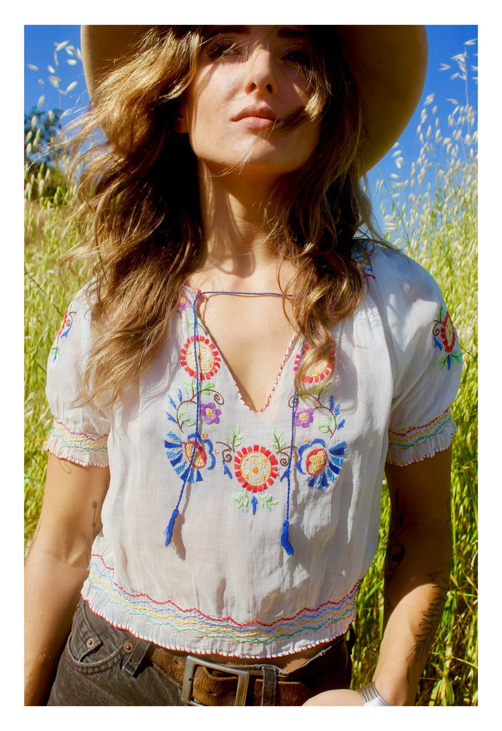 "The Penny Lane” 1920s / 1930s Handmade Voile Folk Blouse