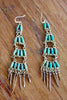 Stunning XL LONG Zuni Sterling Silver and Turquoise Dangle Earrings