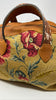 Antique Needlepoint Poppies and Deerskin Handmade Honeywood OverNighter Bag