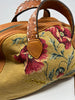 Antique Needlepoint Poppies and Deerskin Handmade Honeywood OverNighter Bag