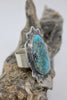 Wowza! Navajo Made Hand Stamped Sterling Turquoise Ring Adjustable