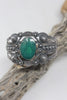 OLD Coin Silver Exquisite Fred Harvey Era Larger Sterling Green Turquoise Cuff