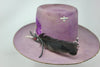 Custom Hand Embroidered and Hand Dyed "Violet Poppy" Lone Hawk Hat