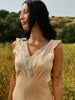 Circa 1930s/40s Elegant Bias Cut Peach Rayon Dress