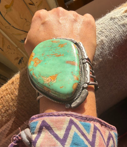 Exquisite Giant Navajo Turquoise Cuff Sterling Silver