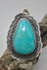 HUGE Navajo made Turquoise Ring Signed Sterling