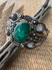 OLD Coin Silver Exquisite Fred Harvey Era Larger Sterling Green Turquoise Cuff