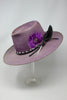 Custom Hand Embroidered and Hand Dyed "Violet Poppy" Lone Hawk Hat