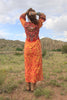1970s Ramona Rull Batik Maxi Dress with hand embroidered mirrors