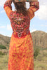 1970s Ramona Rull Batik Maxi Dress with hand embroidered mirrors