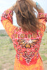 1970s Ramona Rull Batik Maxi Dress with hand embroidered mirrors