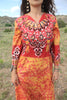 1970s Ramona Rull Batik Maxi Dress with hand embroidered mirrors