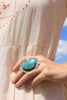 Wowza! Navajo Made Hand Stamped Sterling Turquoise Ring Adjustable