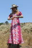 “Burgundy Bouquet” 1940s Zipper Print Floral Satin Rayon Dress