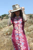 “Burgundy Bouquet” 1940s Zipper Print Floral Satin Rayon Dress