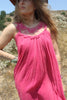 Vintage Pink Cotton Gauze and BUTTERFLY crochet Maxi Dress