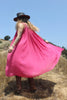 Vintage Pink Cotton Gauze and BUTTERFLY crochet Maxi Dress