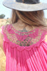 Vintage Pink Cotton Gauze and BUTTERFLY crochet Maxi Dress