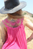 Vintage Pink Cotton Gauze and BUTTERFLY crochet Maxi Dress