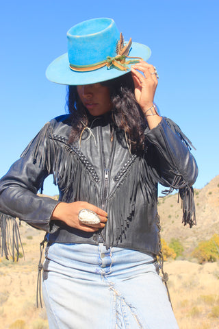 1980s Fringed Leather Motor Jacket Medium