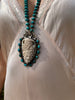 AMAZING Hand Carved Buffalo and Hand Knotted Turquoise Necklace